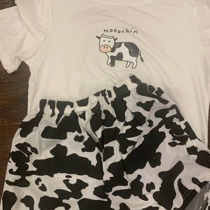 Cow print pajamas